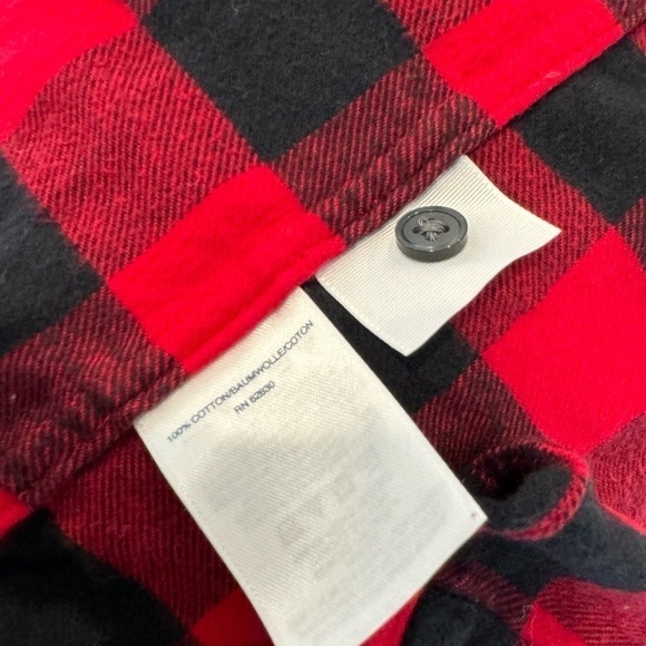 Land’s End Plaid Black and Red Flannel Cotton Button Up (Sz 4) - Picture 5 of 5